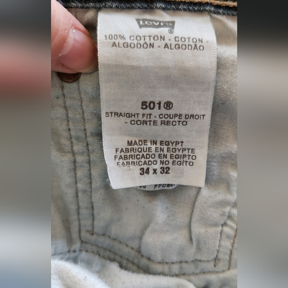 Levis 501xx Jeans Mens 34x32 (34x29) Blue Button Fly Straight Fit Distressed - Picture 6 of 16